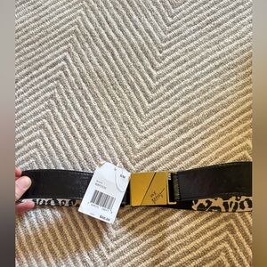NWT Betsey Johnson Black and Leopard Belt with Gold Buckle